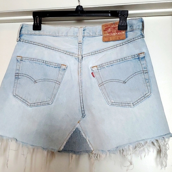 Levi 501 Button Up Patch Work Mini Skirt - Picture 2 of 6